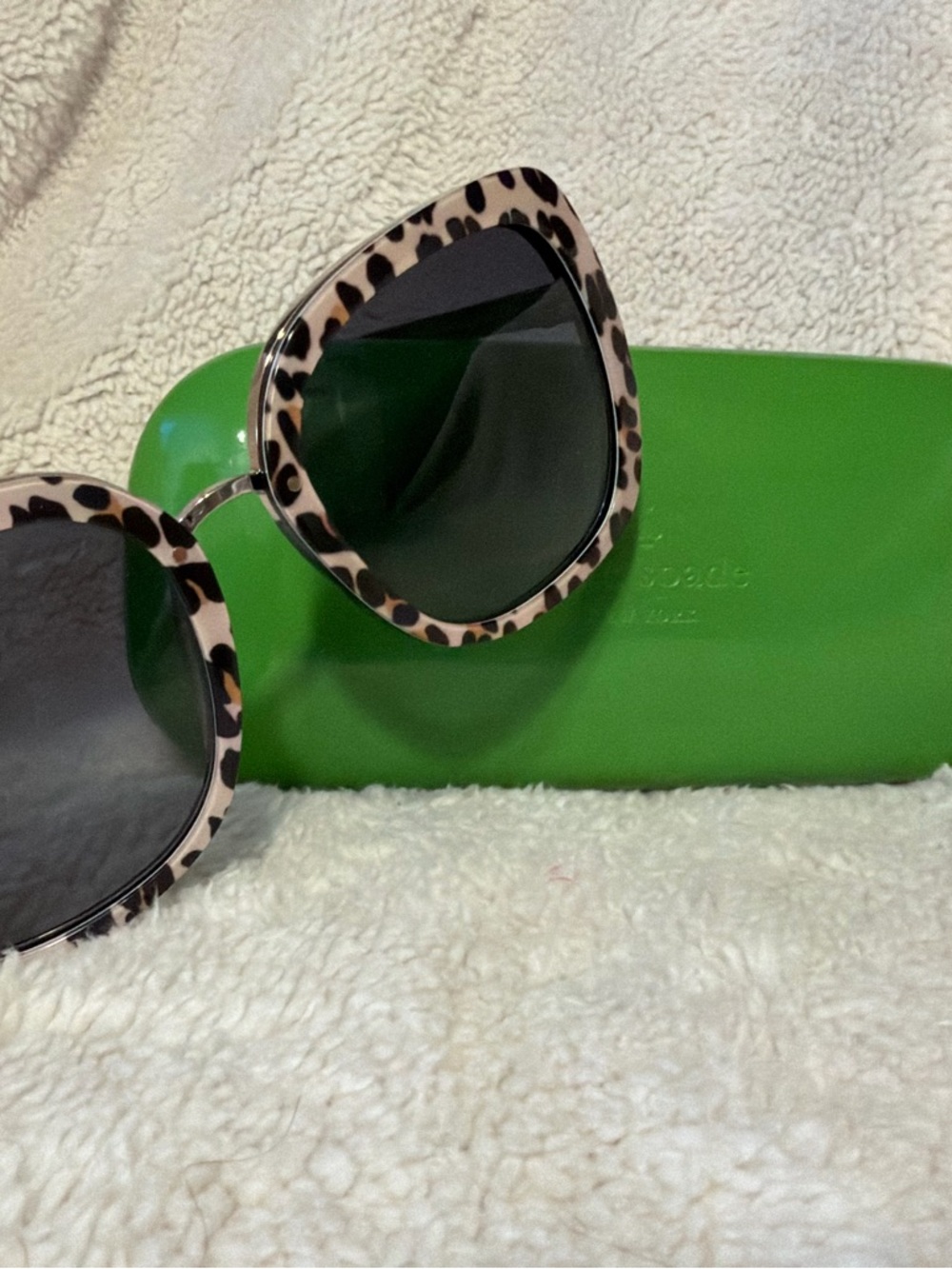 kate spade Leopard Print Cat-Eye Sunglasses with Black Lenses